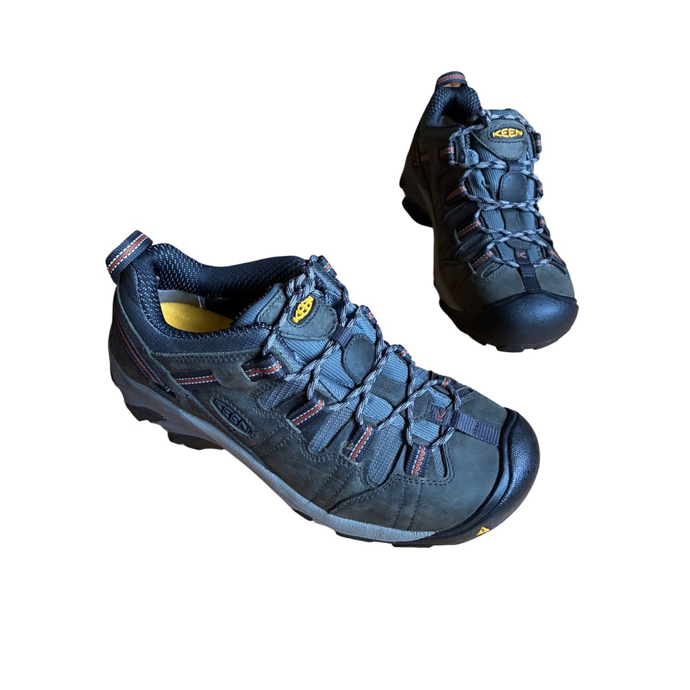 KEEN Flint Low Steel Toe Work Shoes Mens 9 EE Wide Dark Earth Slate F2413-11 EH